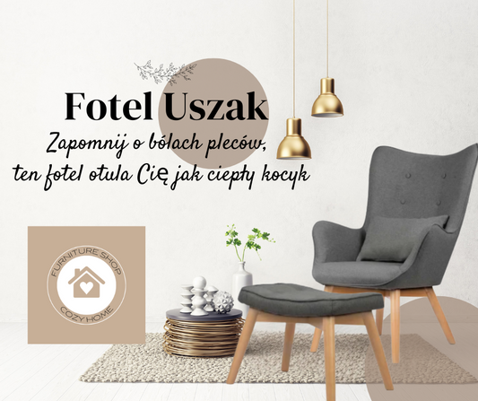Fotel Uszak ciemny szary